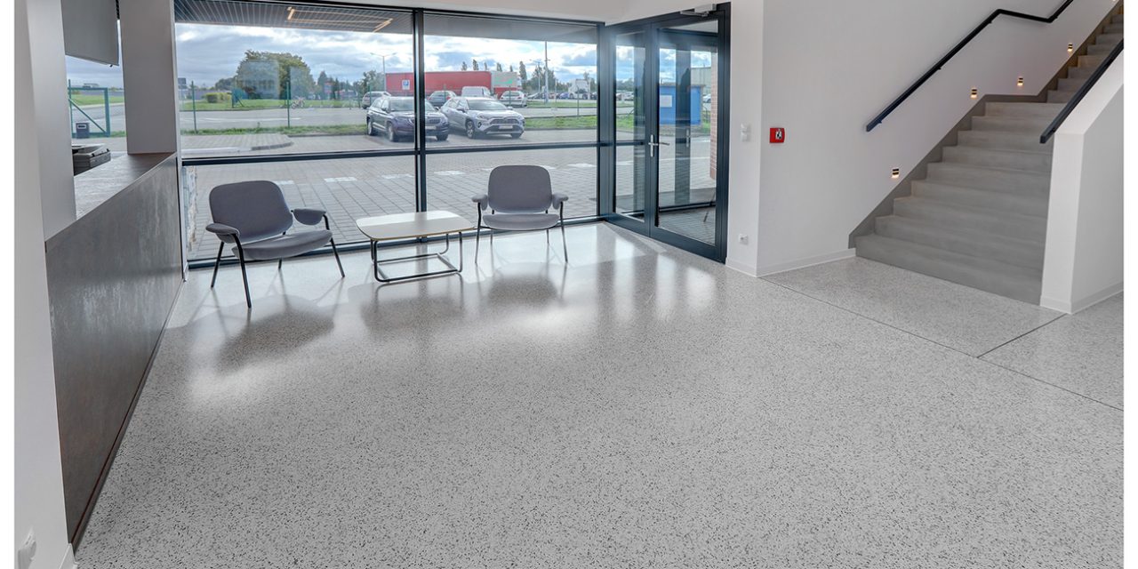 Mondéco Classic resin terrazzo in the entrance pavilion  of the NB Polska plant in Gniezno