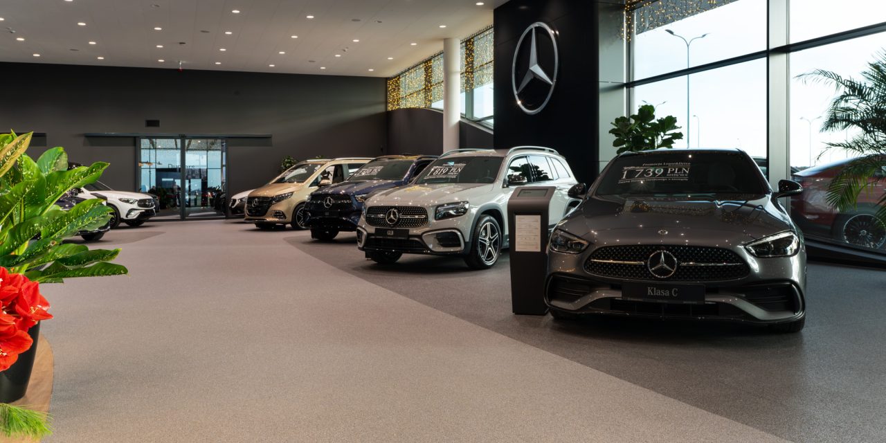 Flowcrete resin flooring in the state-of-the-art Mercedes-Benz Duda-Cars showroom and service centre in Lasocice